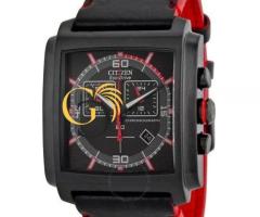 Citizen Men's Eco-Drive AT2215-07E Black Leather Eco-Drive Watch with Black Dial